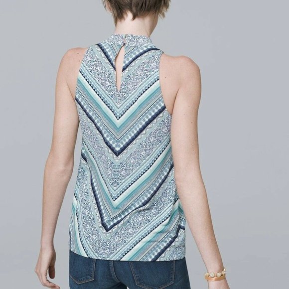 WHBM Sleeveless Printed Choker Top HW7807 - Picture 6 of 9